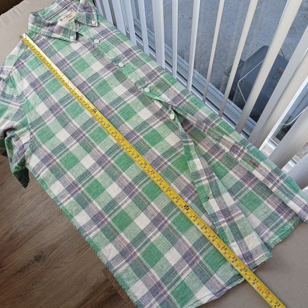Weatherproof Vintage Washable Linen Shirt Mens XL green blue plaid short sleeve - Picture 13 of 14